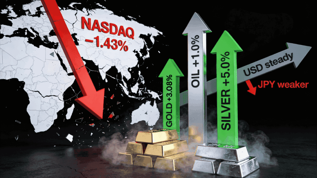 4 February 2026 — Today's Market News — AI Shock Hits Tech as Nasdaq Slides 1.4% and Silver Surges around 5%