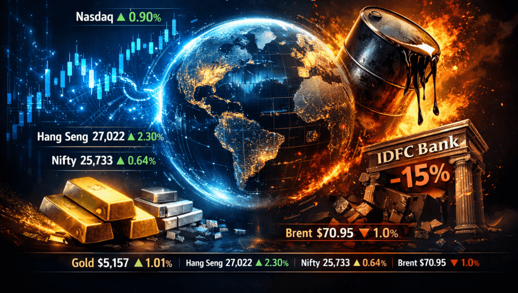 23 February 2026 — Today's Market News — Oil Falls to $70.95/bbl on Easing U.S.–Iran Tensions & IDFC Bank Drops 15%