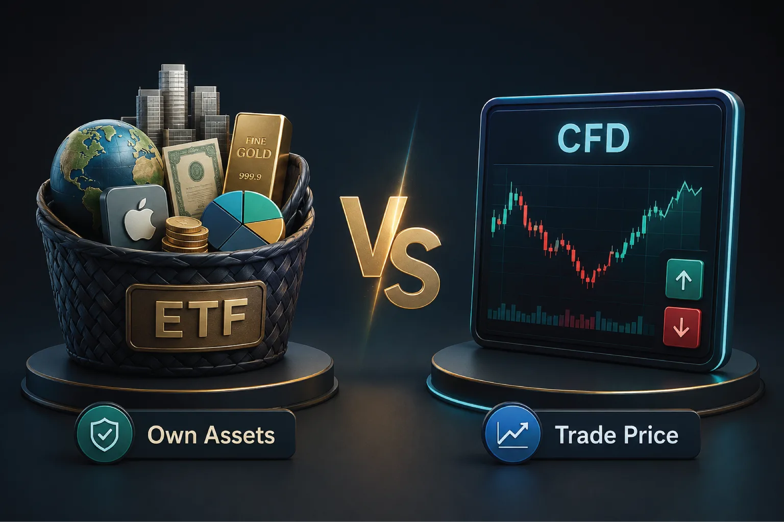 Centrino Capital guide comparing ETFs and CFDs, including ownership, leverage, costs and trading risks