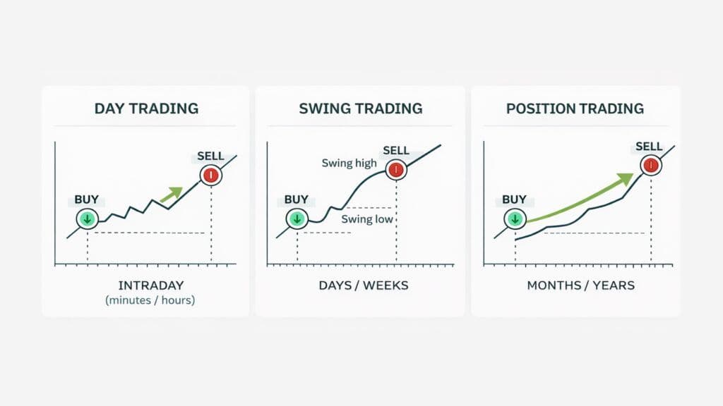 Day Trading vs Swing Trading vs Position Trading: What's the Difference?