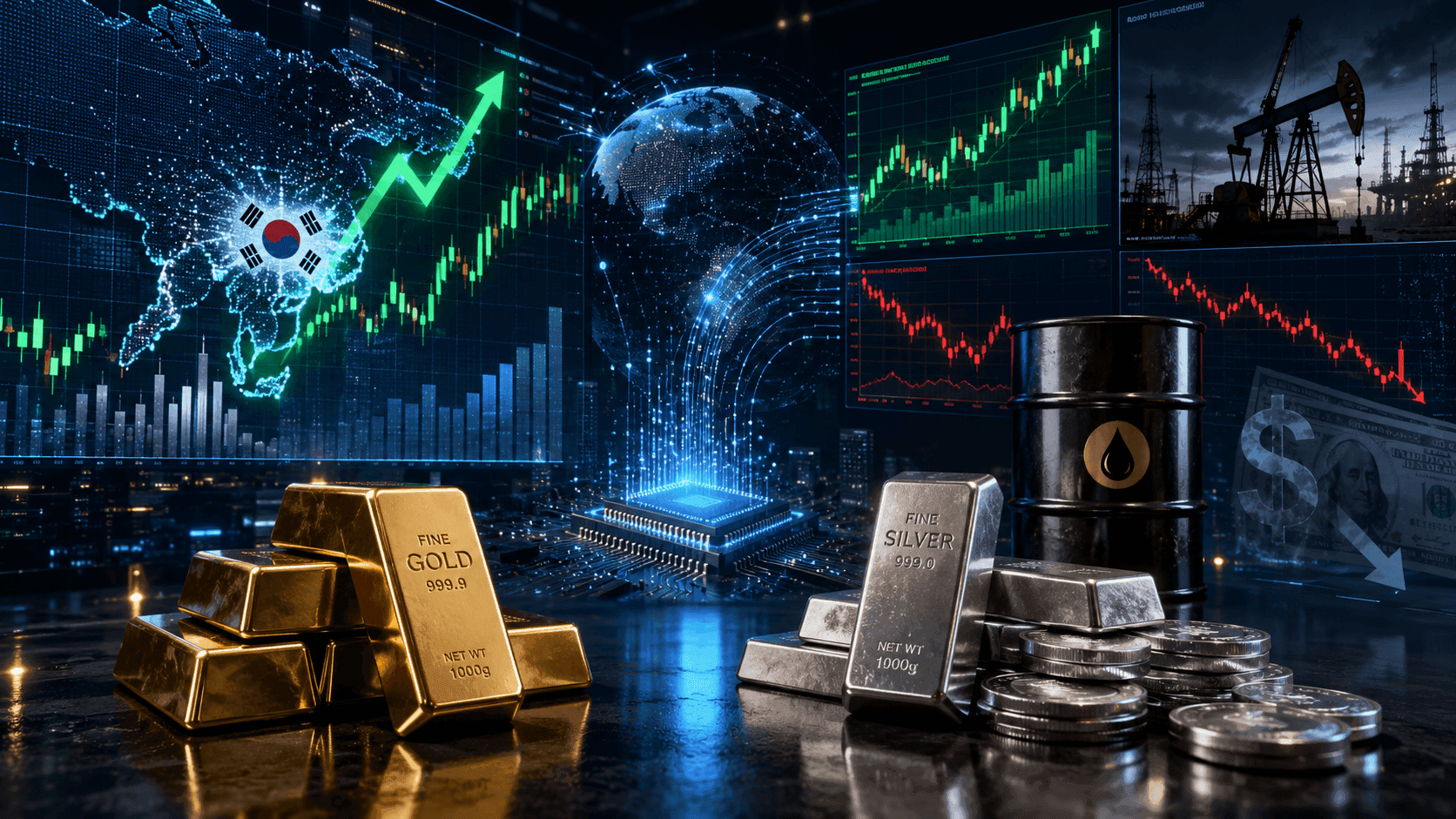 May 6, 2026 - (11:00am UAE Time Zone) Today’s Market News - KOSPI Surges 478 Points (+6.90%) as Gold :Jumps $105.45 (+2.31%) and Silver Gains $3.07 (+4.22%)