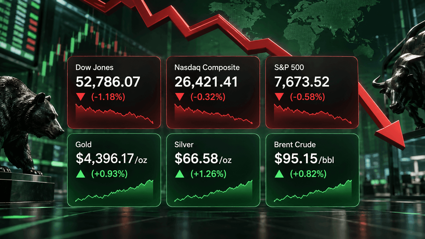 September 9, 2026 - Gold Rises 0.93% to $4,396.17, Silver Gains 1.26% to $66.58 and Brent Climbs 0.82% to $95.15