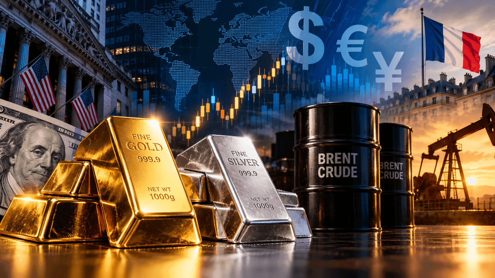 October 5, 2026 - Gold Rises 0.27% to $4,151.77, Silver Gains 1.80% to $61.47 and Brent Falls 0.98% to $101.25