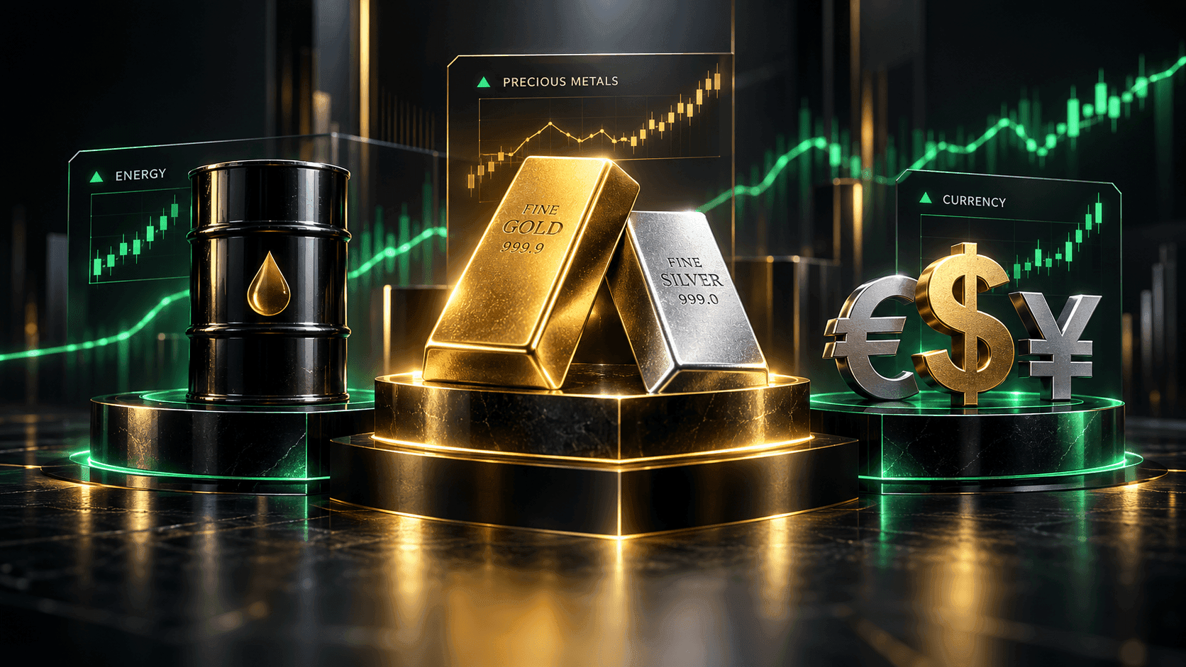 October 6, 2026 - Gold Falls 0.55% to $4,117.90, Silver Declines 1.20% to $60.33 and Brent Edges Up 0.07% to $100.39